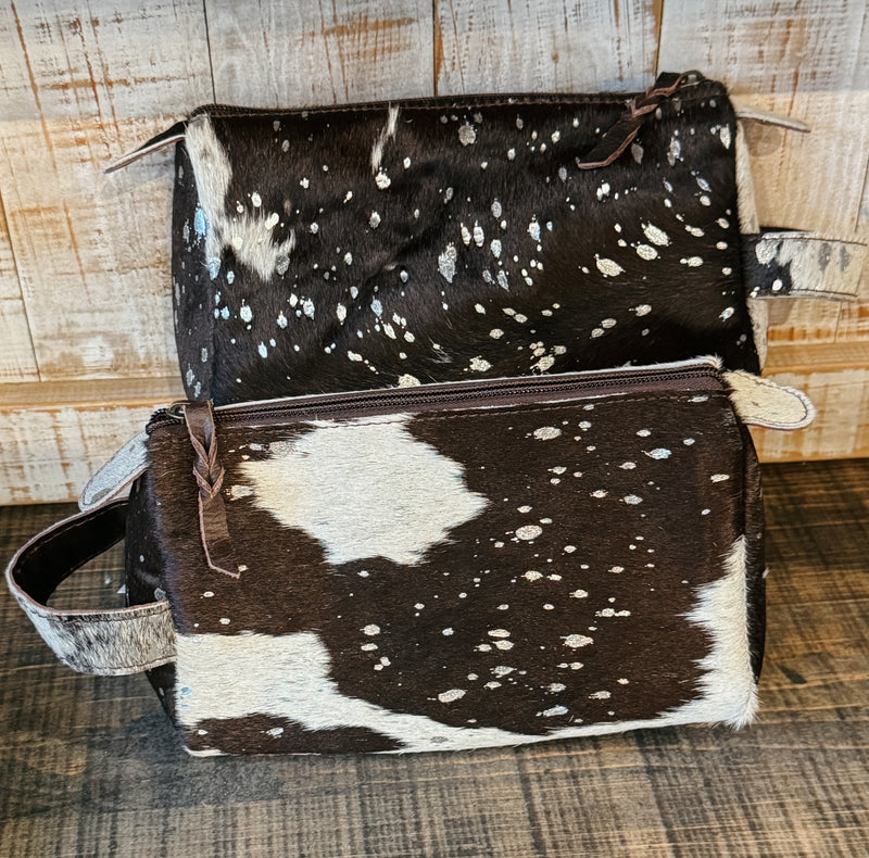 Acid Wash Cowhide Toiletry Bag