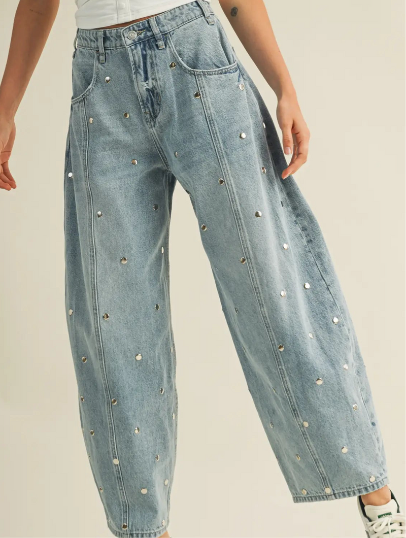 Serena Studded Barrel Jeans