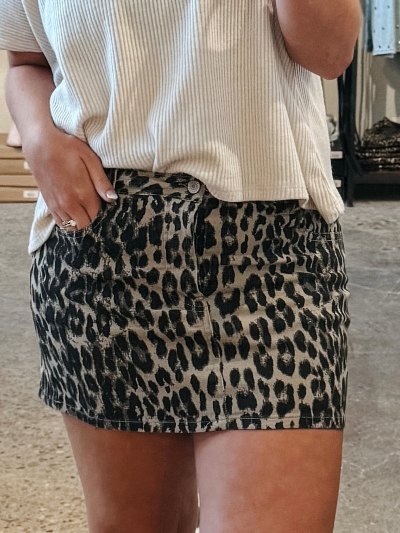 Kimmy Leopard Mini Skirt
