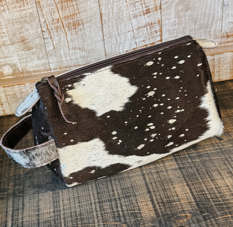 Acid Wash Cowhide Toiletry Bag