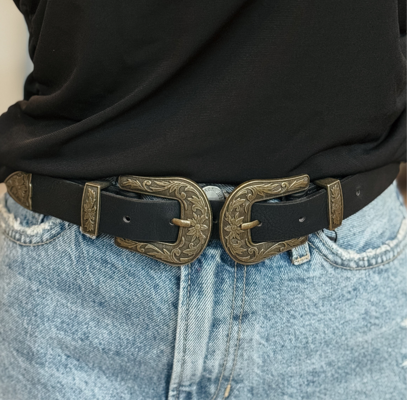 Double Buckle Antique Belt