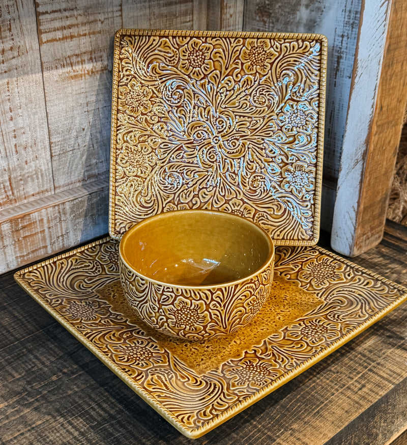 Western Tooled Serving Dish Set