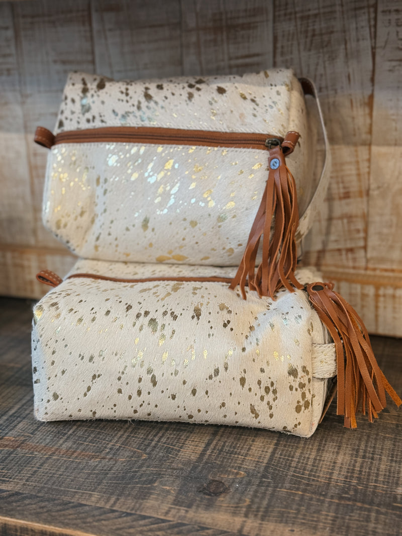 Acid Wash Cowhide Toiletry Bag