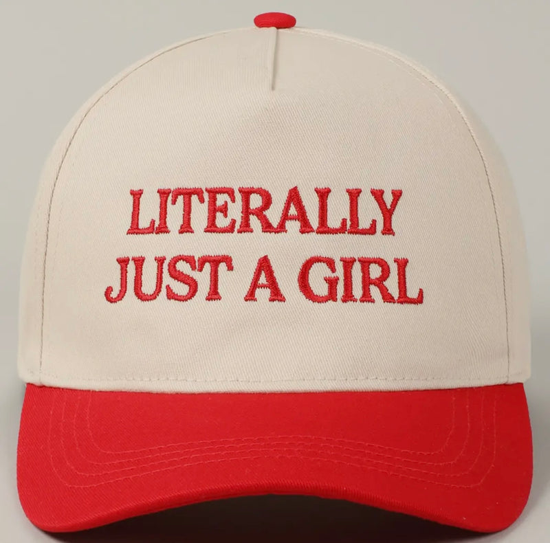 Literally Just a Girl Trucker Hat in Red