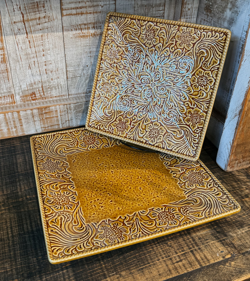 Western Tooled Serving Dish Set