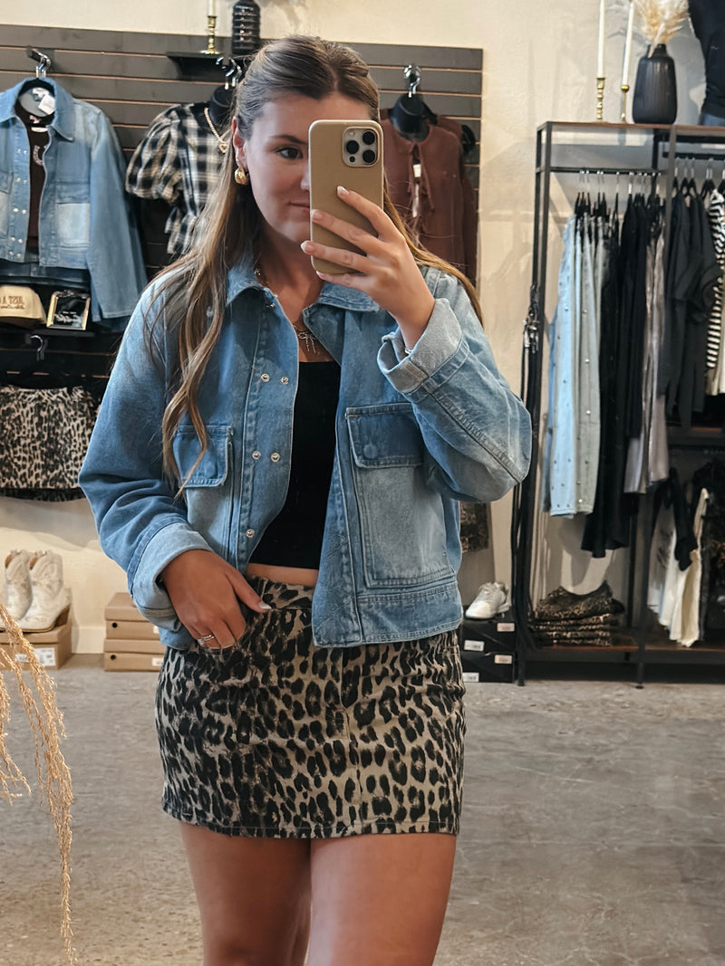 Kimmy Leopard Mini Skirt