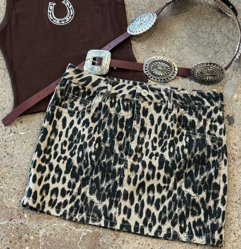 Kimmy Leopard Mini Skirt