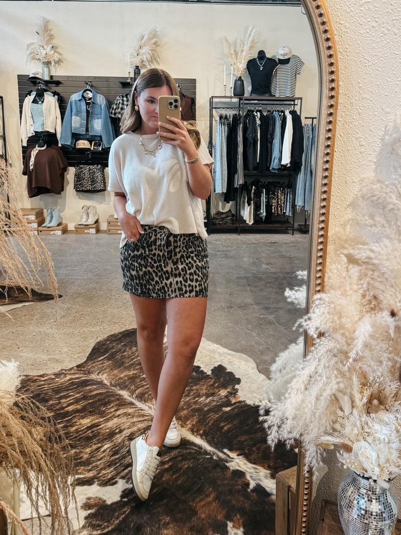 Kimmy Leopard Mini Skirt