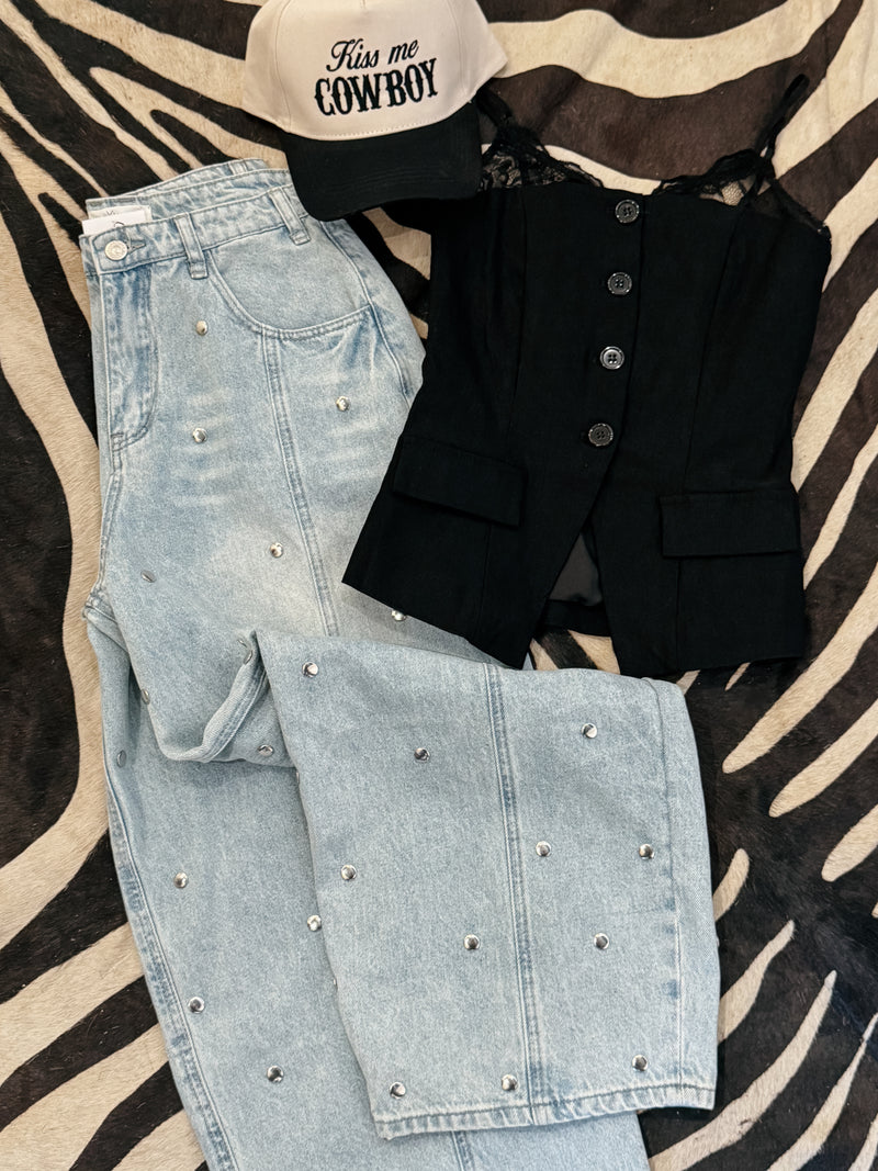 Serena Studded Barrel Jeans
